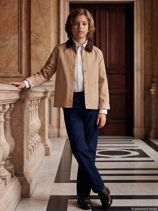 Pierre Cardin Gömlek Yaka Mont | Gabardin Uzun Kol Gömlek Yaka - Polo | Okul Kreş ve Günlük Kullanım - Bej