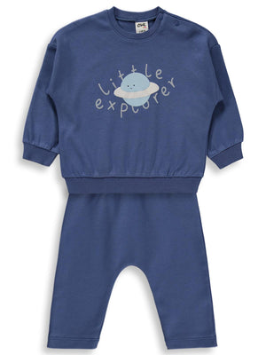 Civil Baby Little Explorer Dünya Baskılı 6-18 Ay Takım - Mavi