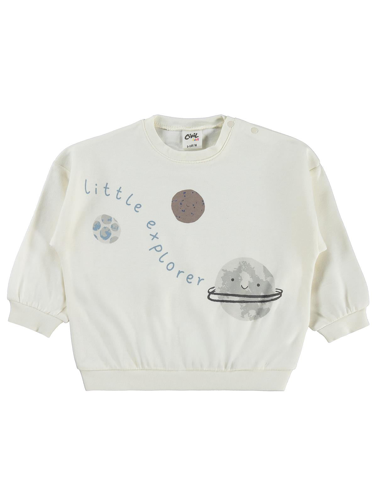 Civil Baby Little Explorer Baskılı 6-18 Ay Sweatshirt - Ekru