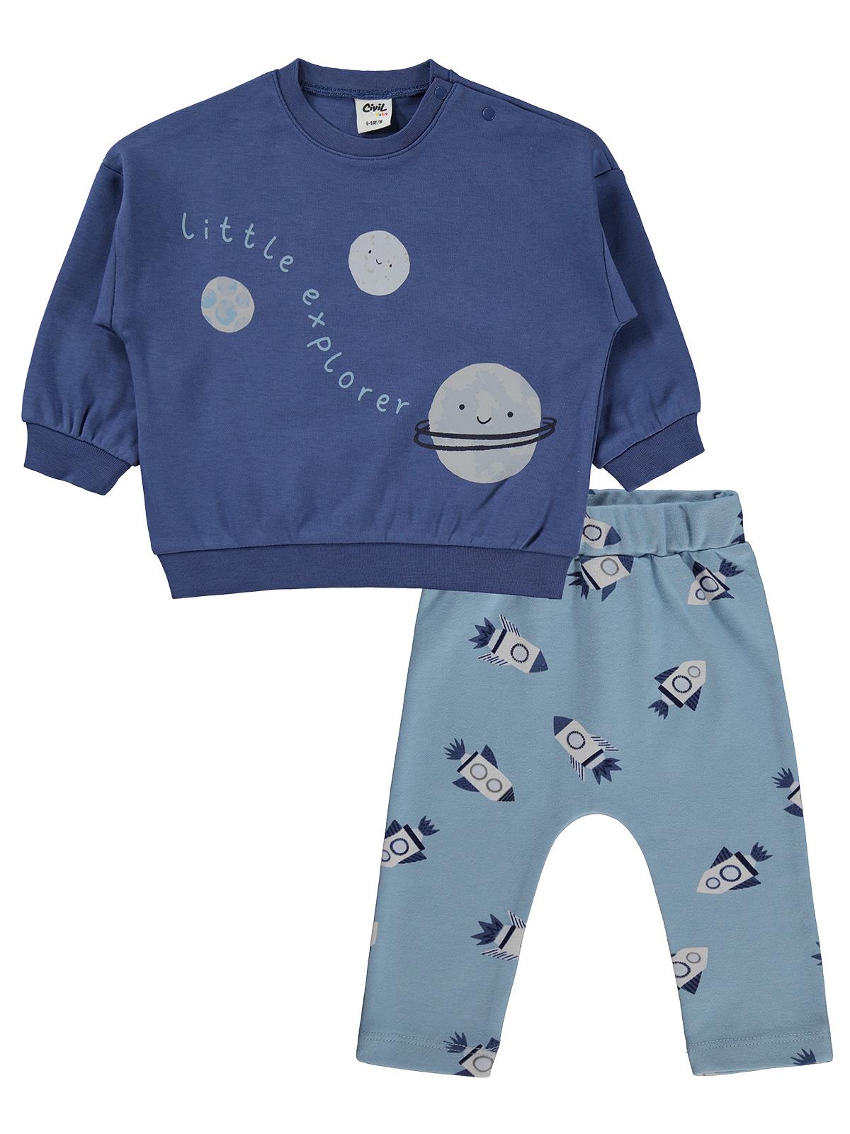 Civil Baby Gezgen Baskı 6-18 Ay Takım - Mavi
