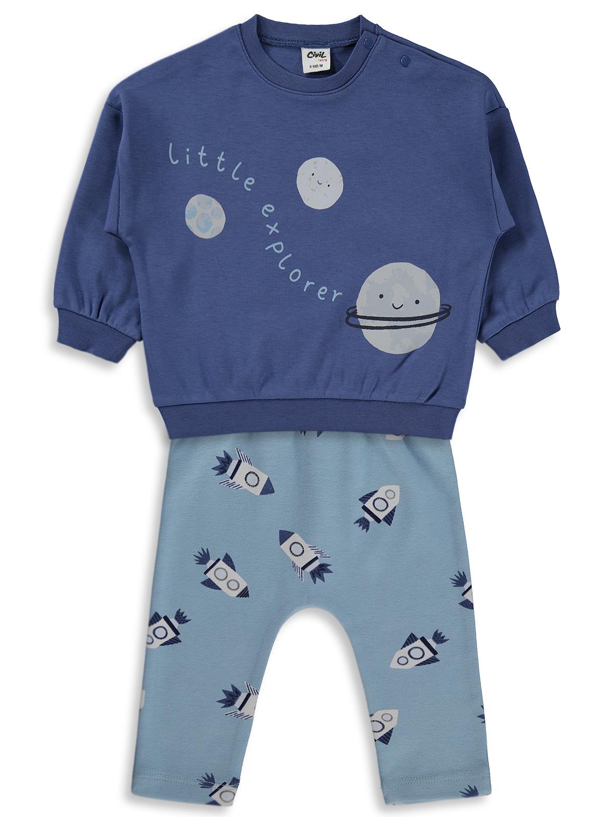 Civil Baby Gezgen Baskı 6-18 Ay Takım - Mavi