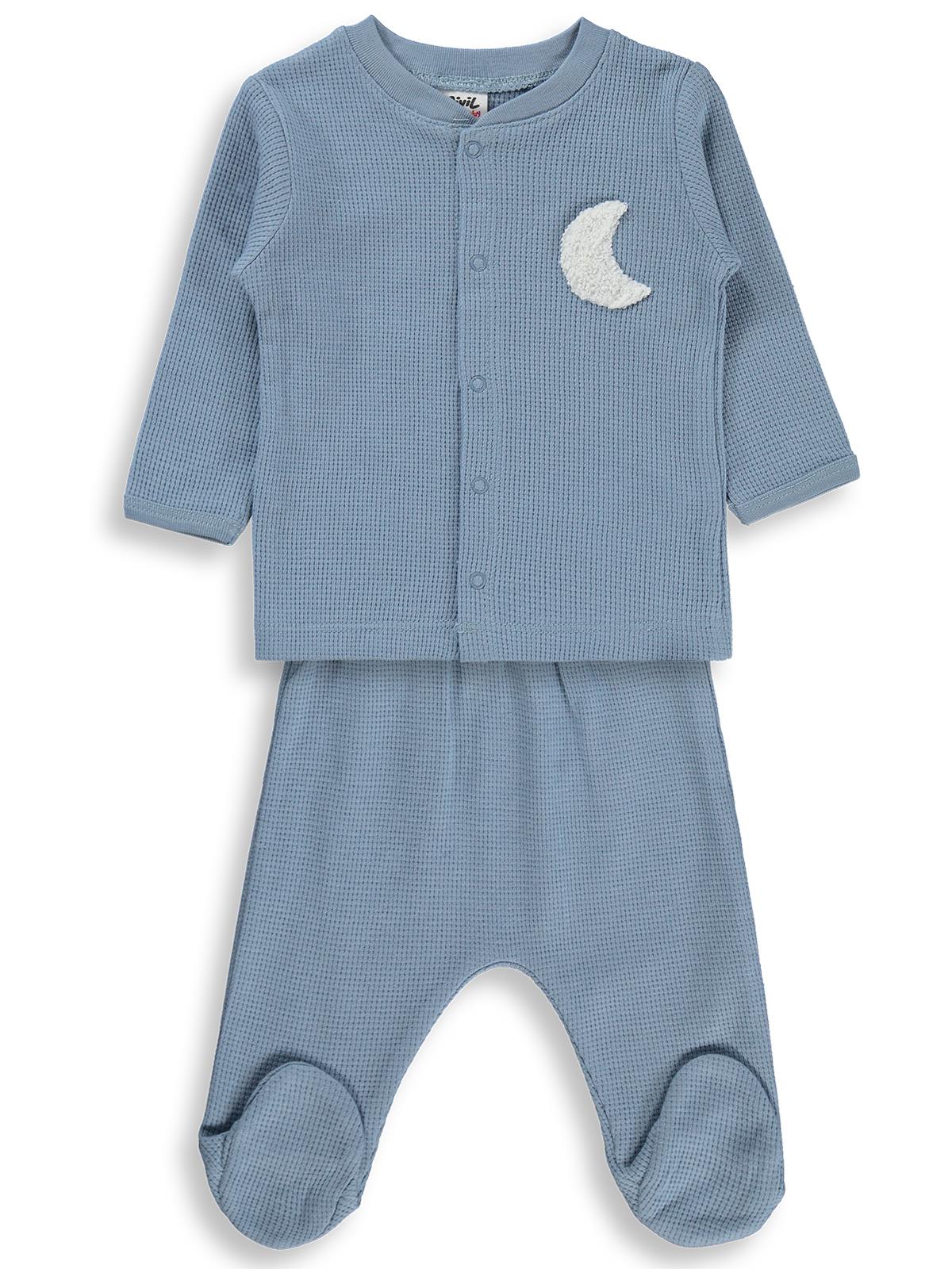 Civil Baby Hilal Baskılı 1-9 Ay Pijama Takımı - Mavi