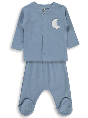 Civil Baby Hilal Baskılı 1-9 Ay Pijama Takımı - Mavi