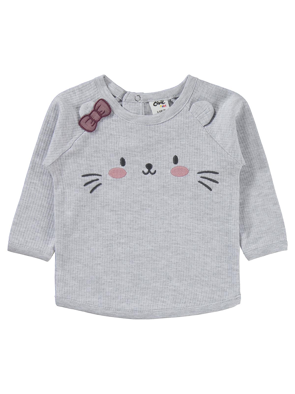 Civil Baby Kuyruk ve Kedi Baskılı 6-18 Ay Takım - Bej