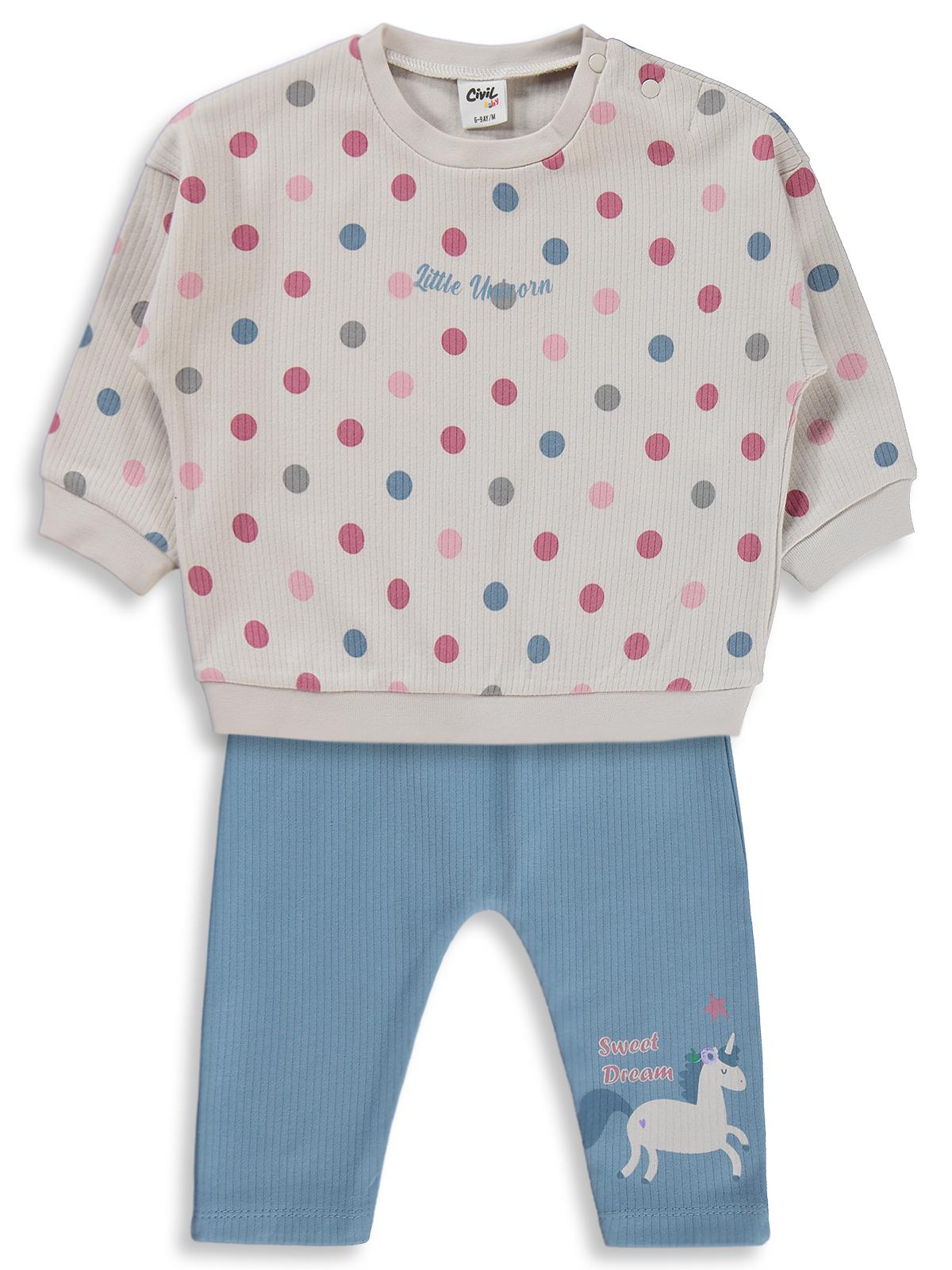 Civil Baby Puan Empirme  6-18 Ay Takım - Bej