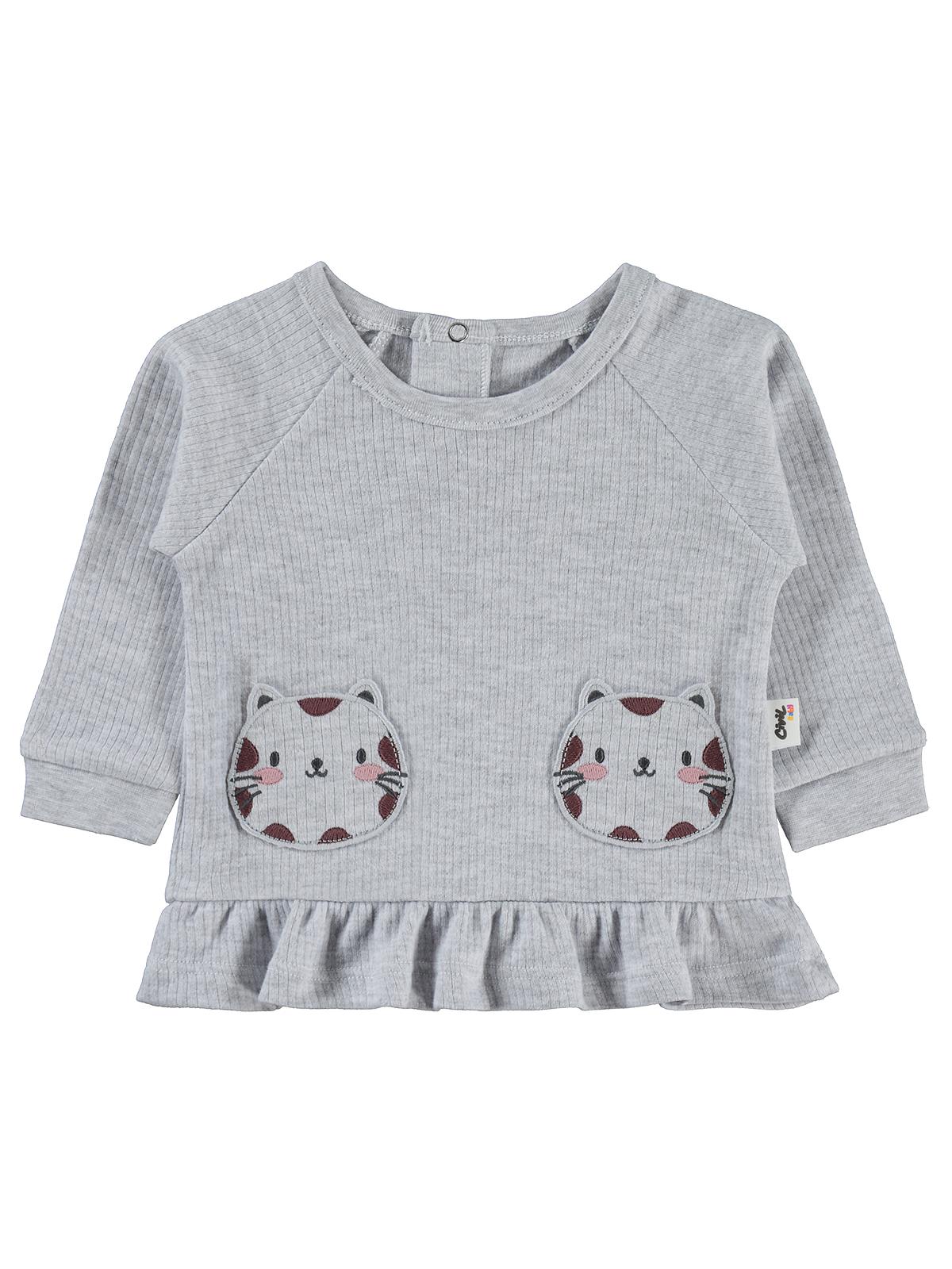 Civil Baby Kedi Baskılı 6-18 Ay Sweatshirt - Gri