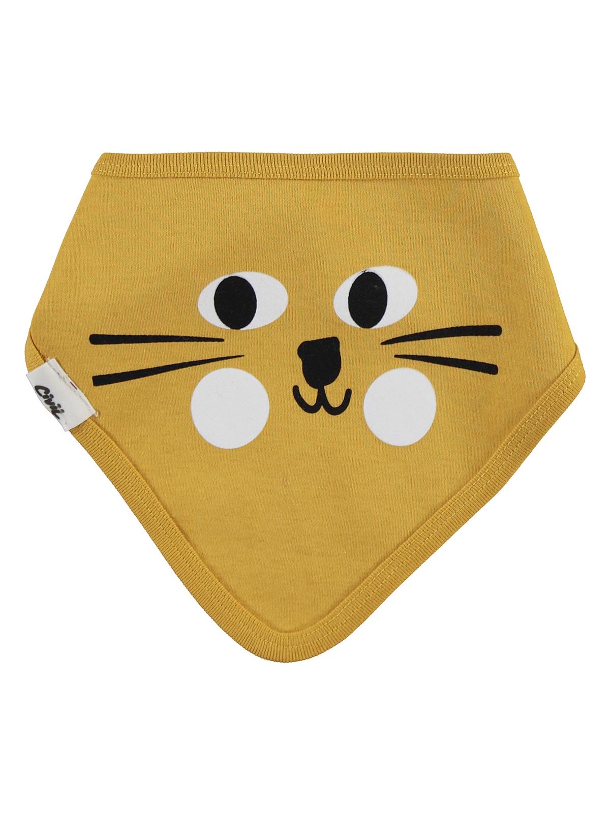 Civil Baby Kedi Baskılı 2'li Mama Önlüğü - Hardal