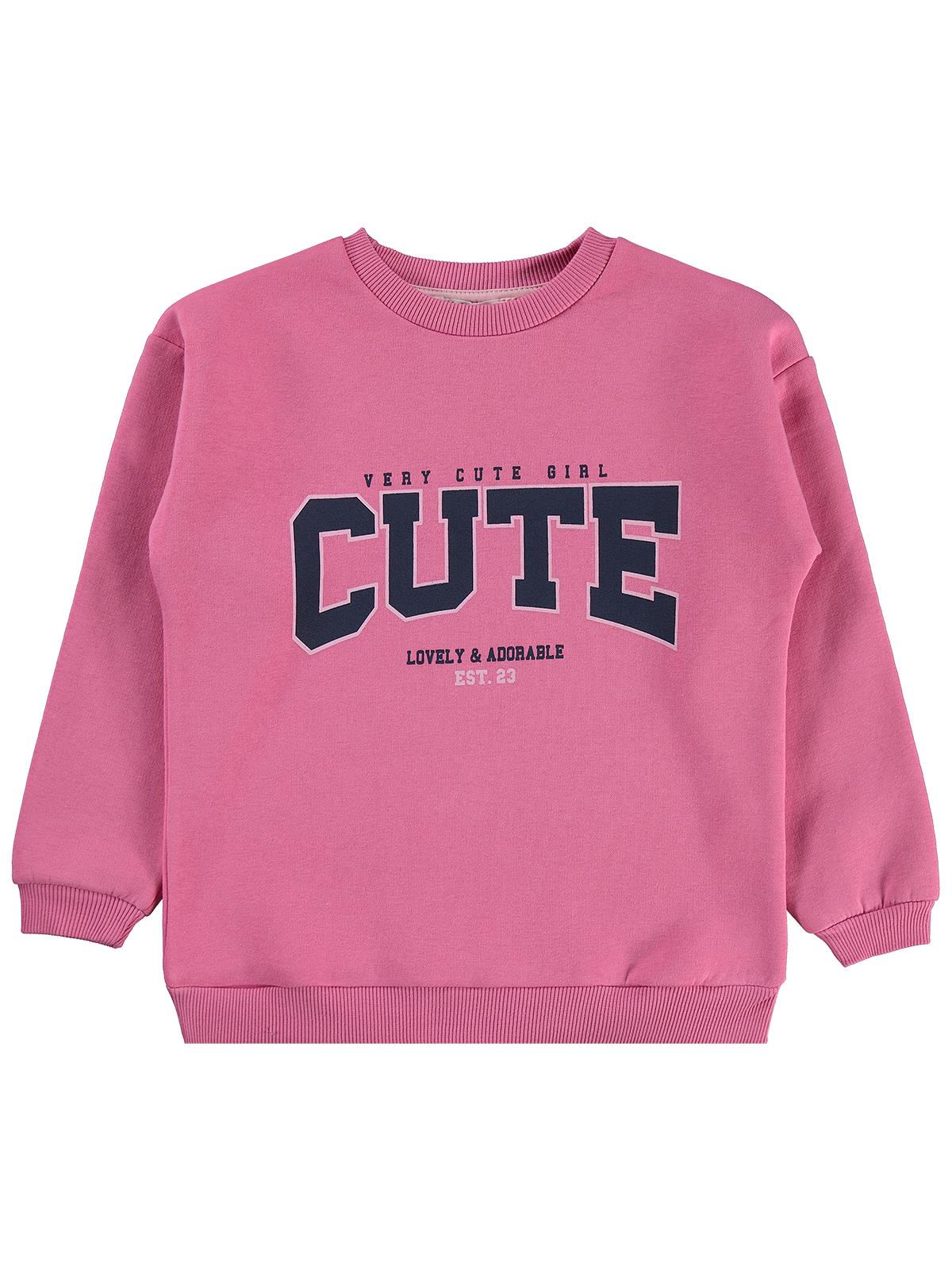 Civil Girls Cute Baskılı 6-9 Yaş Sweatshirt - Pembe