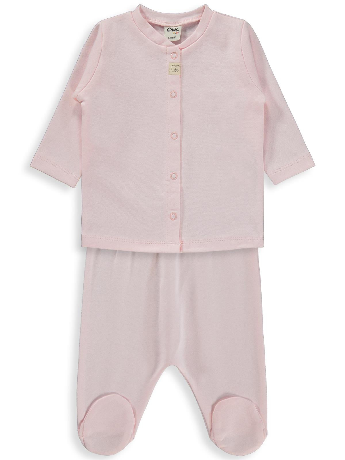 Civil Baby Düz 1-6 Ay Pijama Takımı - Pudra