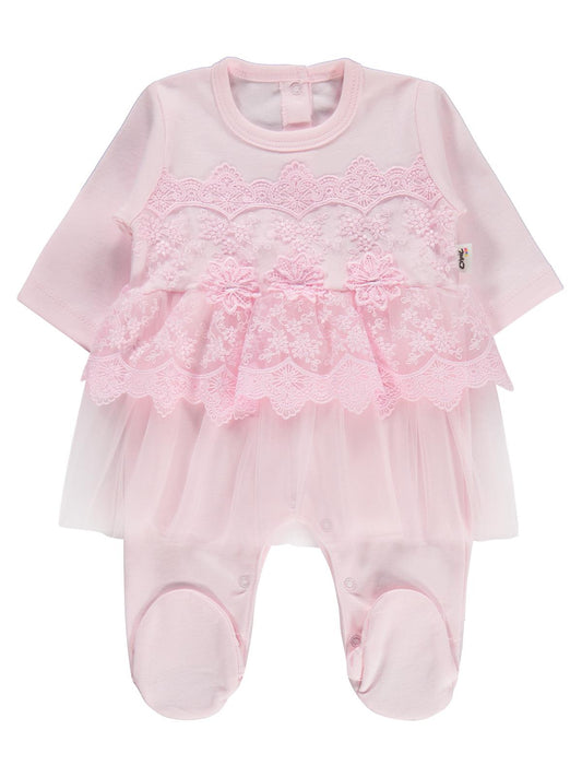 Civil Baby Fırfır Tüllü 1-9 Ay Tulum - Pembe