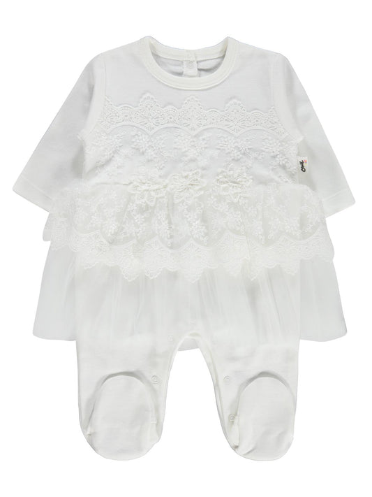 Civil Baby Fırfır Tüllü 1-9 Ay Tulum - Ekru