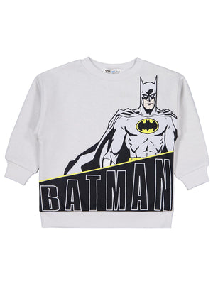 Batman Baskılı Sweatshirt | 3 İp Uzun Kol Bisiklet Yaka Baskılı | Okul Kreş ve Günlük Kullanım - Gri