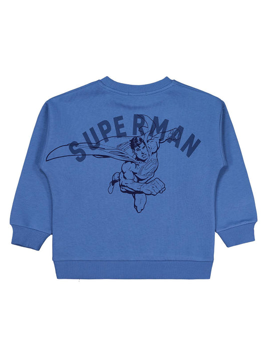 Superman Logo Baskılı 6-9 Yaş Sweatshirt - Mavi