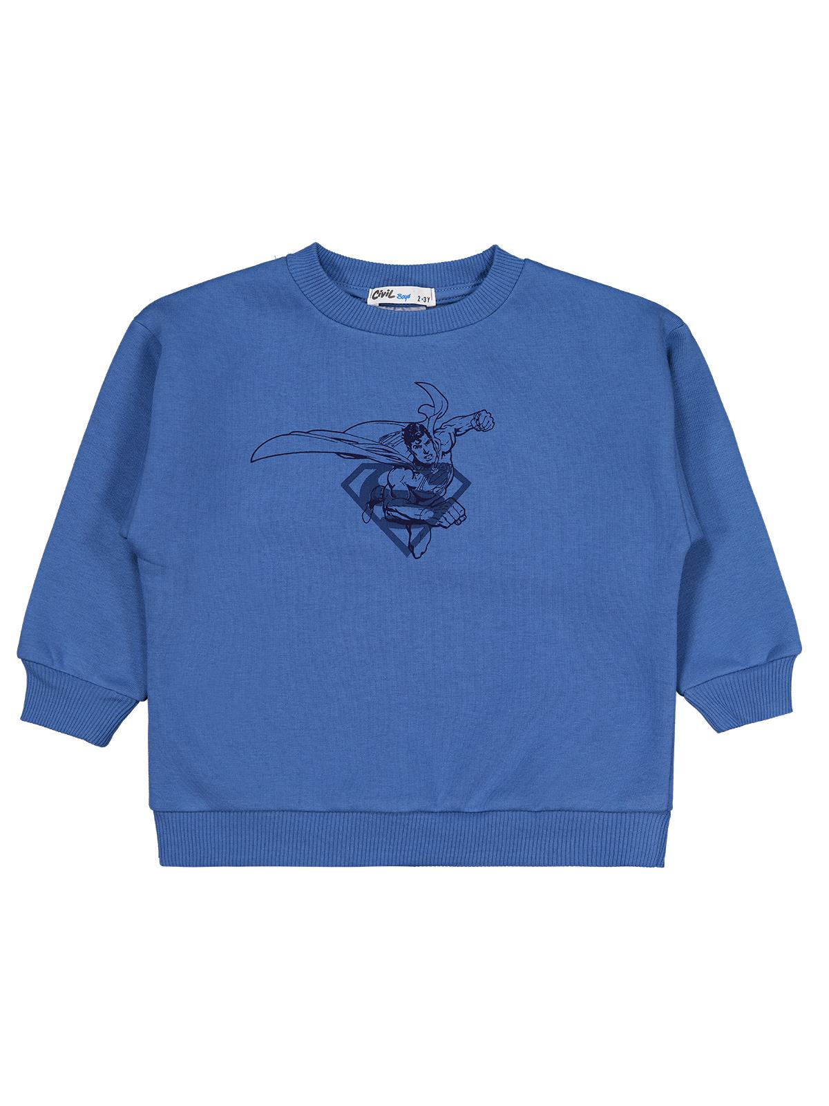 Superman Logo Baskılı 2-5 Yaş Sweatshirt - Mavi