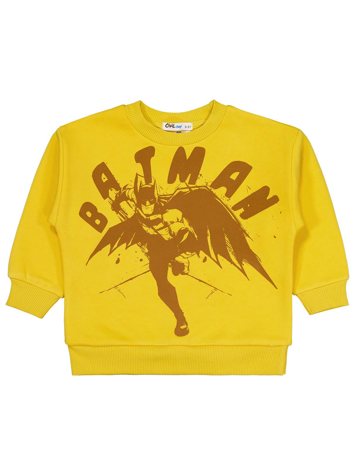 Batman Karartma Baskılı 2-5 Yaş Sweatshirt - Sarı