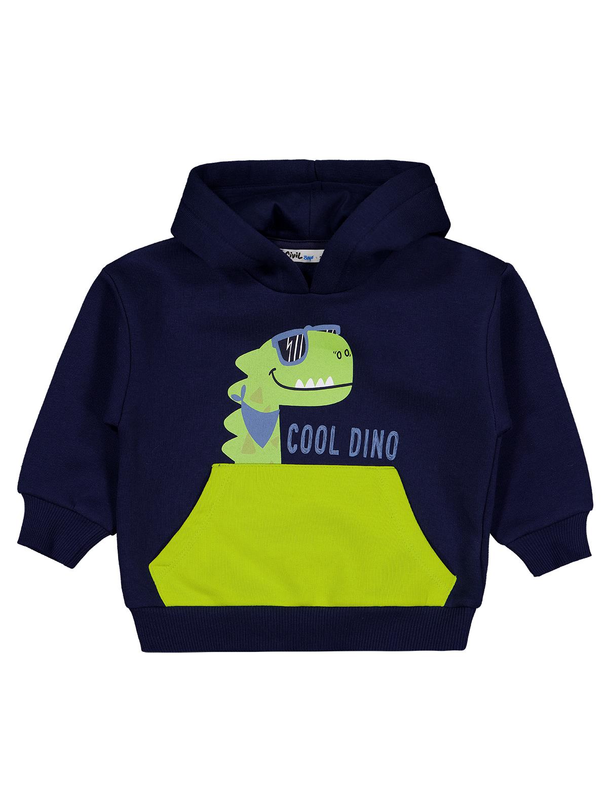 Civil Boys Dino Baskılı 2-5 Yaş Sweatshirt - Lacivert