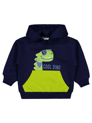 Civil Erkek Çocuk Dino Baskılı Sweatshirt | 3 İp Uzun Kol | Okul Kreş ve Günlük Kullanım - Lacivert