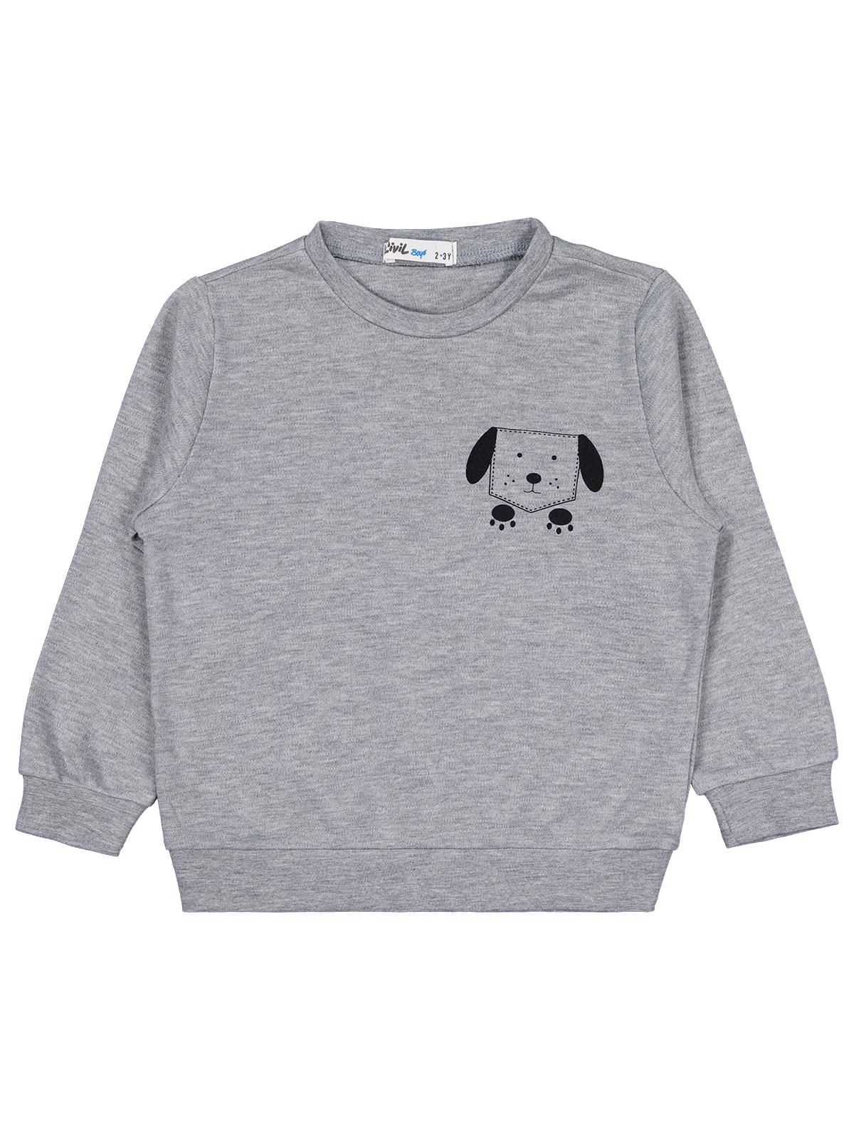 Civil Boys Köpek Baskılı 2-5 Yaş Sweatshirt - Hardal