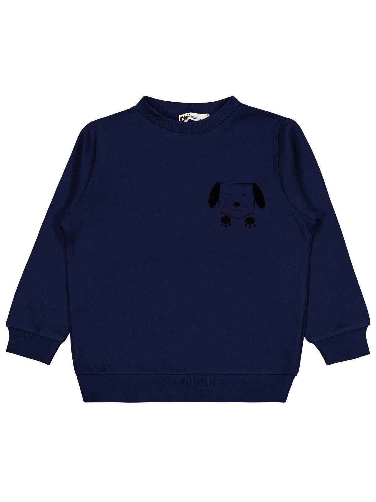 Civil Boys Köpek Baskılı 2-5 Yaş Sweatshirt - Hardal