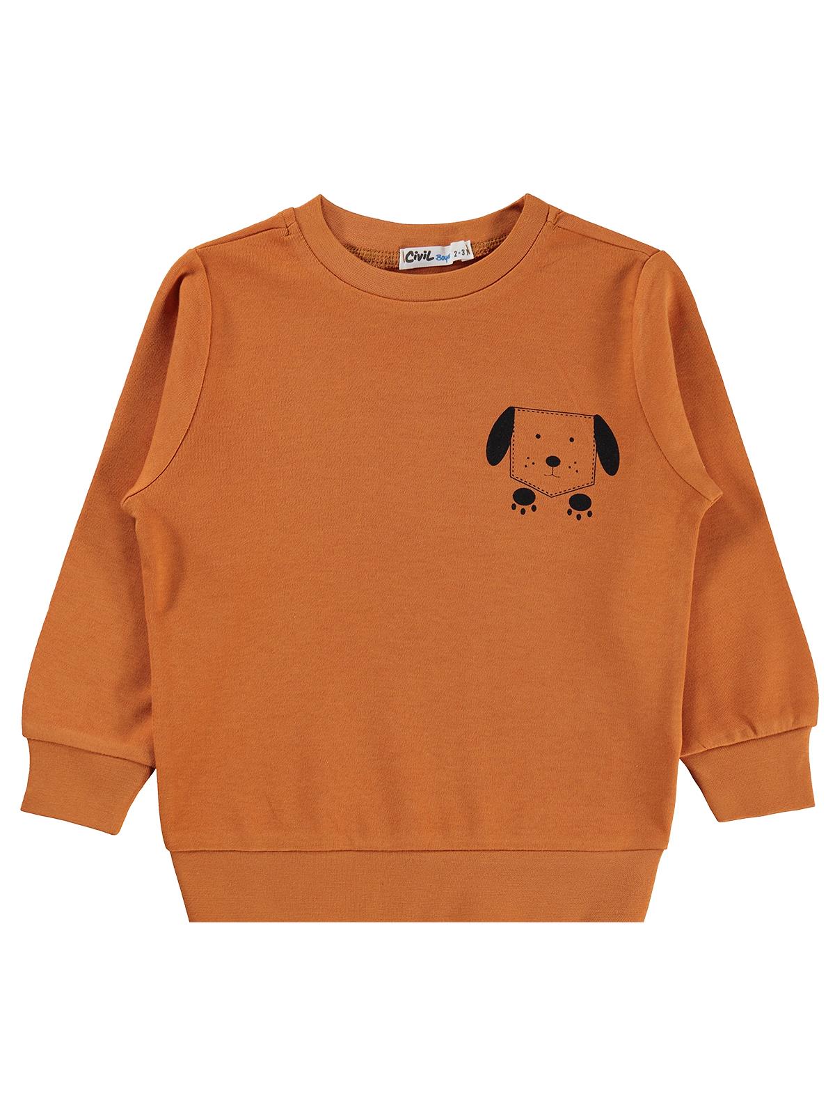 Civil Boys Köpek Baskılı 2-5 Yaş Sweatshirt - Hardal