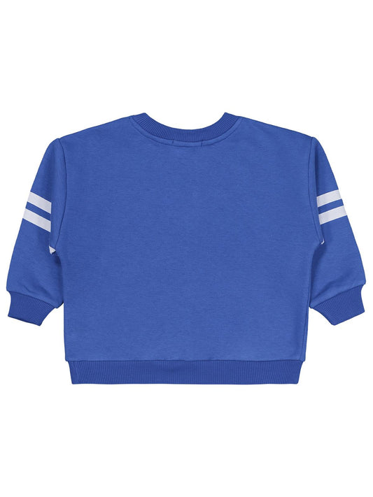 Civil Erkek Çocuk Cool Dude Baskı/Nakışlı Sweatshirt | 3 İp Uzun Kol | Okul Kreş ve Günlük Kullanım - Mavi