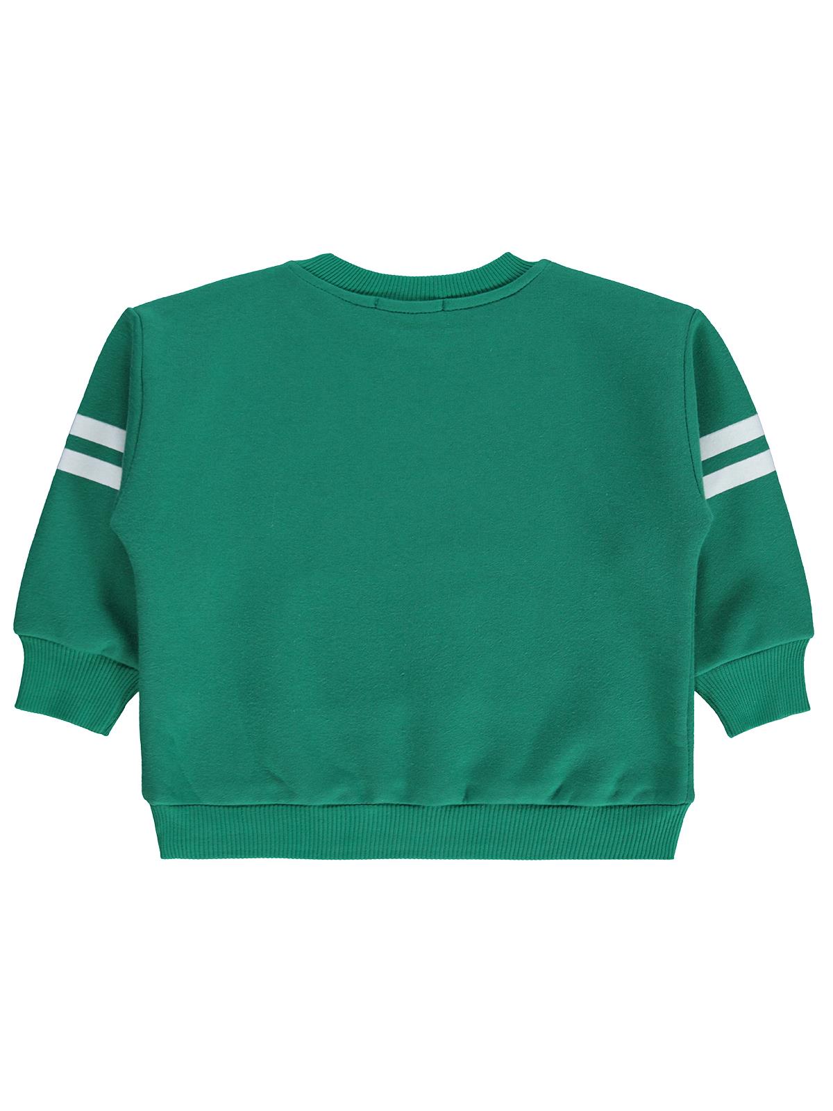 Civil Erkek Çocuk Cool Dude Baskı/Nakışlı Sweatshirt | 3 İp Uzun Kol | Okul Kreş ve Günlük Kullanım - Yeşil