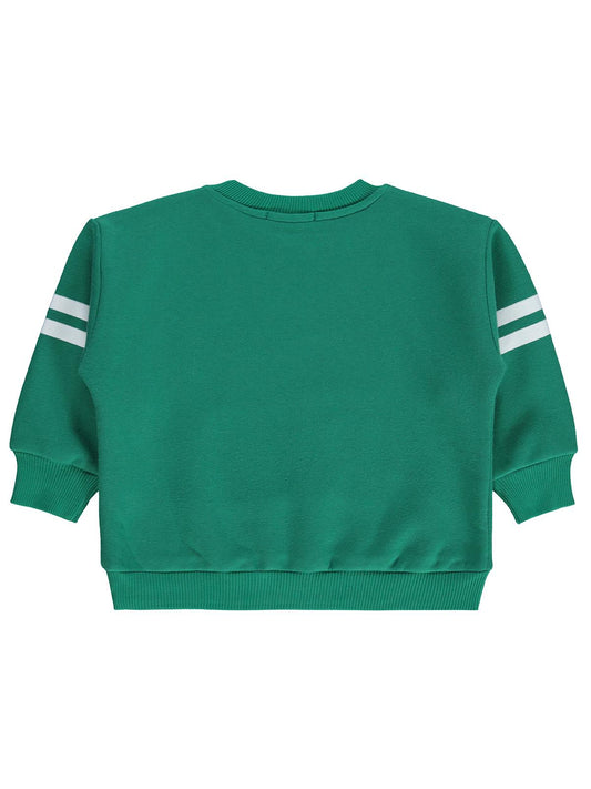 Civil Erkek Çocuk Cool Dude Baskı/Nakışlı Sweatshirt | 3 İp Uzun Kol | Okul Kreş ve Günlük Kullanım - Yeşil