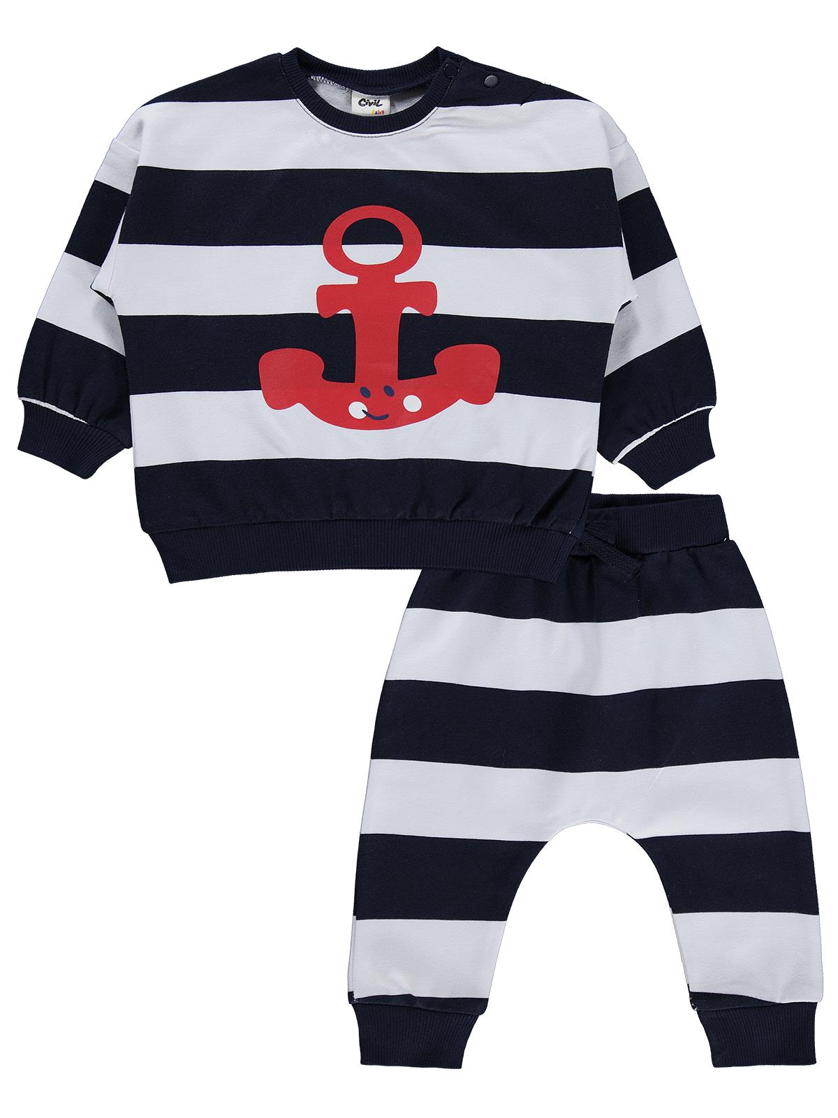 Civil Baby Çapa Baskılı 6-18 Ay Takım - Lacivert