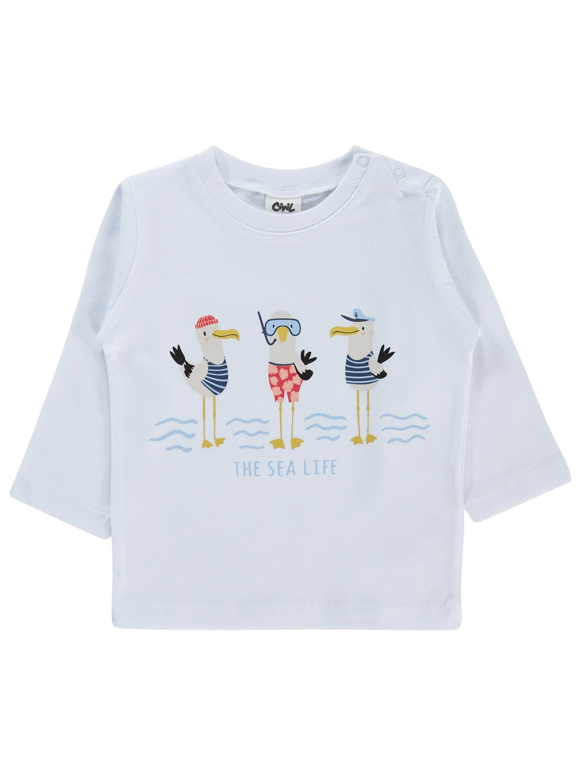 Civil Baby Leylek Baskılı 6-18 Ay Sweatshirt - Beyaz