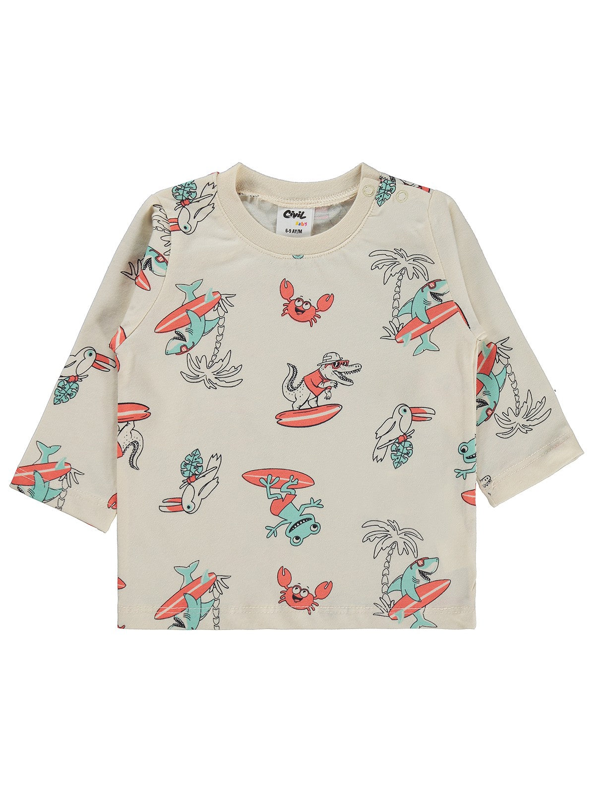 Civil Baby Surf Baskılı 6-18 Ay Sweatshirt - Bej