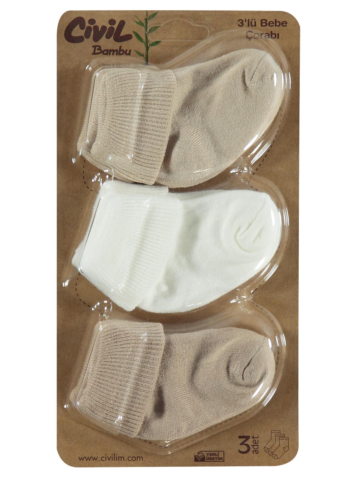Civil Baby Ekru-Kahve Asetat 0-24 Ay Çorap Setleri