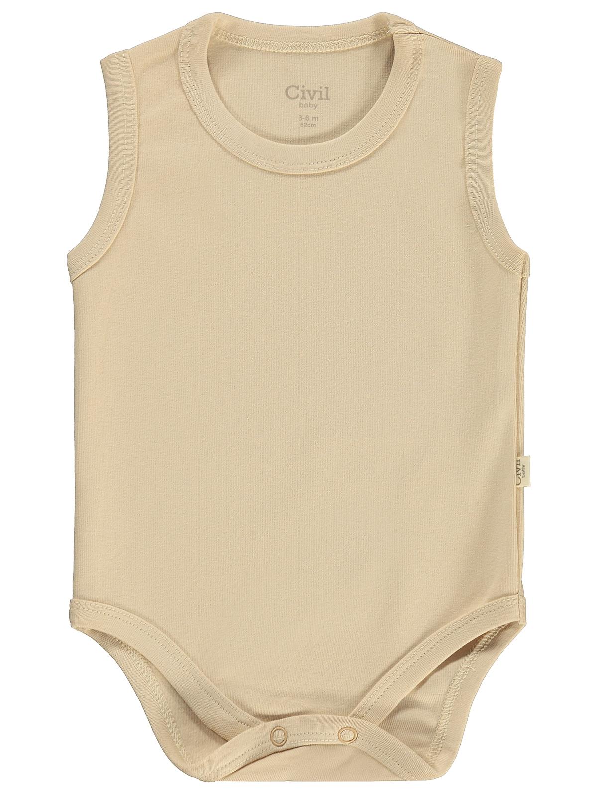 Civil Baby Düz Renkli 3-36 Ay Çıtçıtlı Badi - Bej