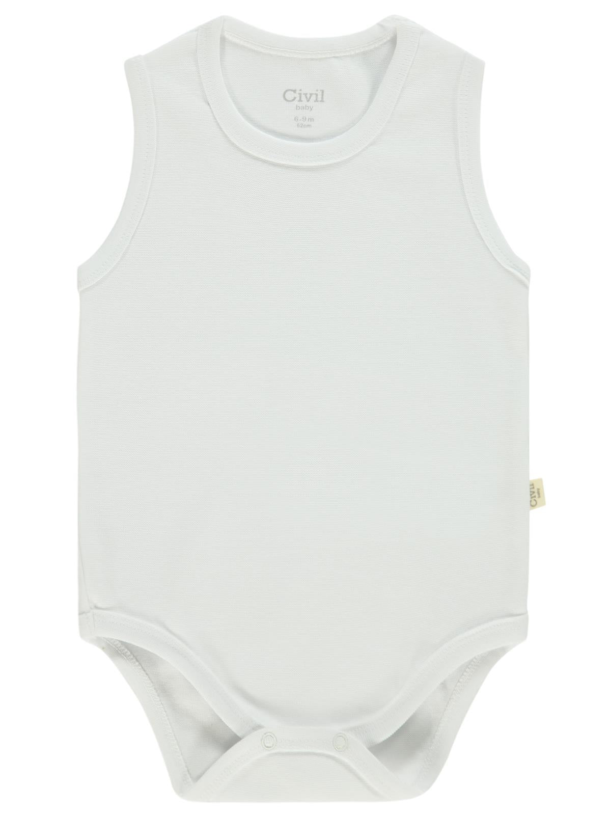 Civil Baby 3'lü Düz Sıfır Kol 0-36 Ay Çıtçıtlı Badi - Bej