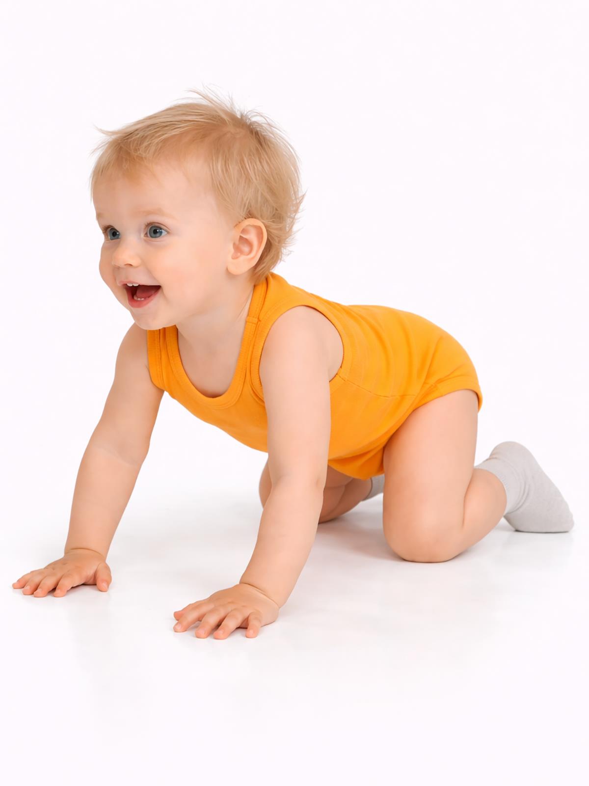 Civil Baby 3'lü Düz Sıfır Kol 0-36 Ay Çıtçıtlı Badi - Turuncu