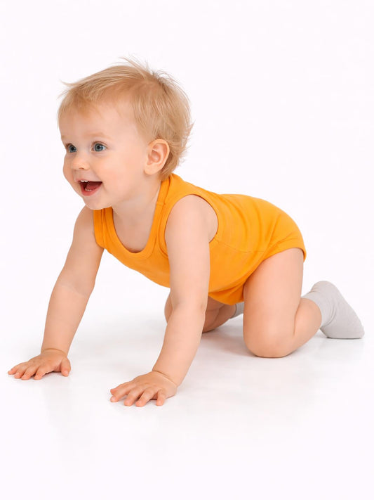 Civil Baby 3'lü Düz Sıfır Kol 3-36 Ay Çıtçıtlı Badi - Turuncu
