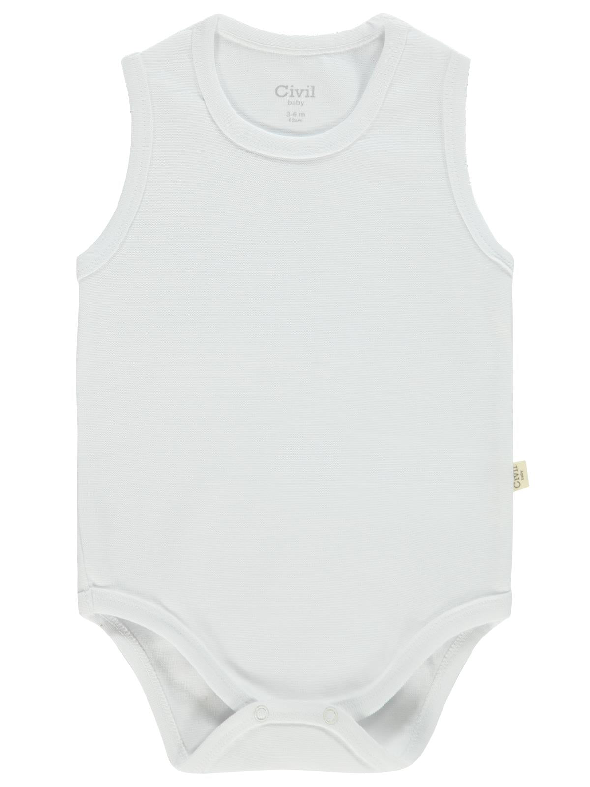 Civil Baby 3'lü Düz Sıfır Kol 3-36 Ay Çıtçıtlı Badi - Turuncu