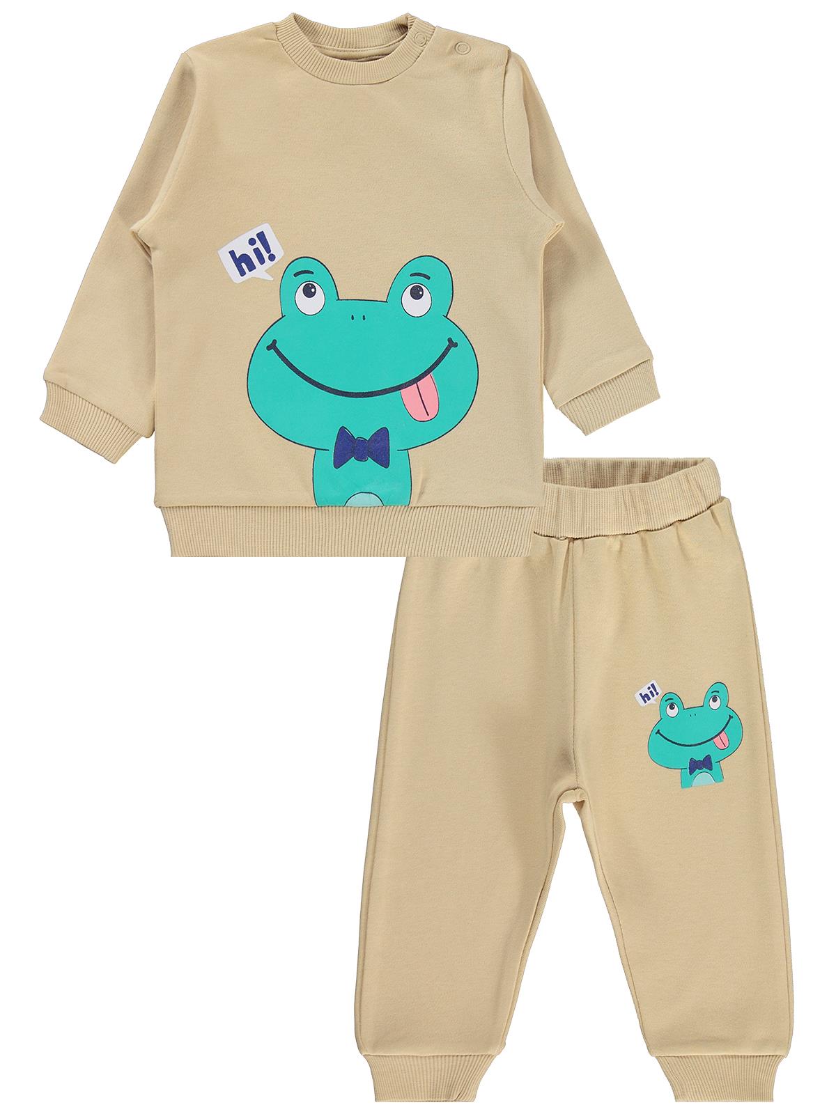 Civil Baby Erkek Bebek Kurbağa Baskılı 6-18 Ay Takım - Sarı