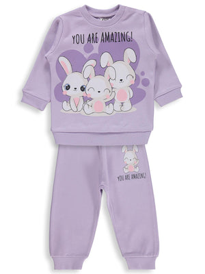 Civil Baby Tavşanlar Baskılı 6-18 Ay Takım - Lila