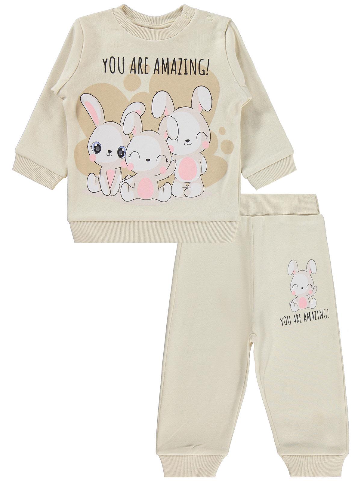 Civil Baby Tavşanlar Baskılı 6-18 Ay Takım - Fil Dişi