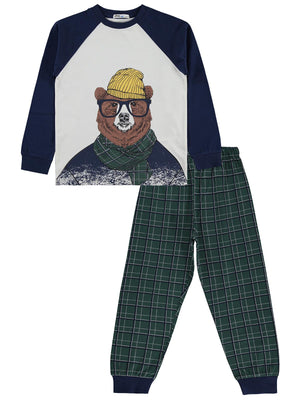 Civil Boys Şapkalı Ayı 6-9 Yaş Pijama Takımı - Lacivert
