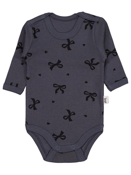 Civil Baby Fiyonk Empirme 1-36 Ay Çıtçıtlı Badi - Gri