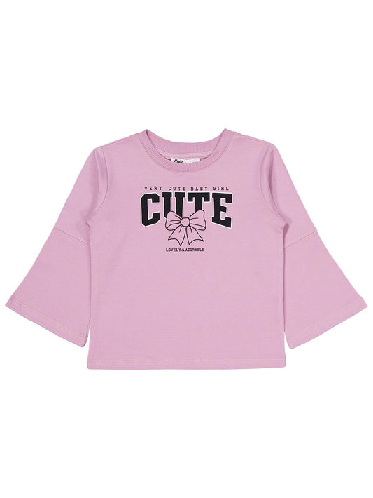 Civil Girls Cute Fiyonk Baskılı 2-5 Yaş Takım - Pembe