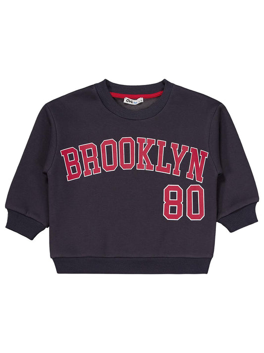 Civil Erkek Çocuk Brooklyn 80 Baskılı Biyeli Eşofman Takımı | Okul Kreş ve Günlük Kullanım - Gri