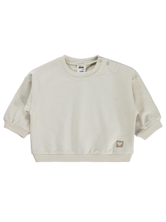 Civil Baby Civil Basic Kalp Etiketli 6-18 Ay Sweatshirt - Bej