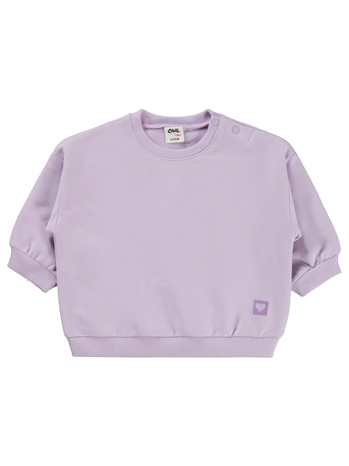 Civil Baby Civil Basic Kalp Etiketli 6-18 Ay Sweatshirt - Lila