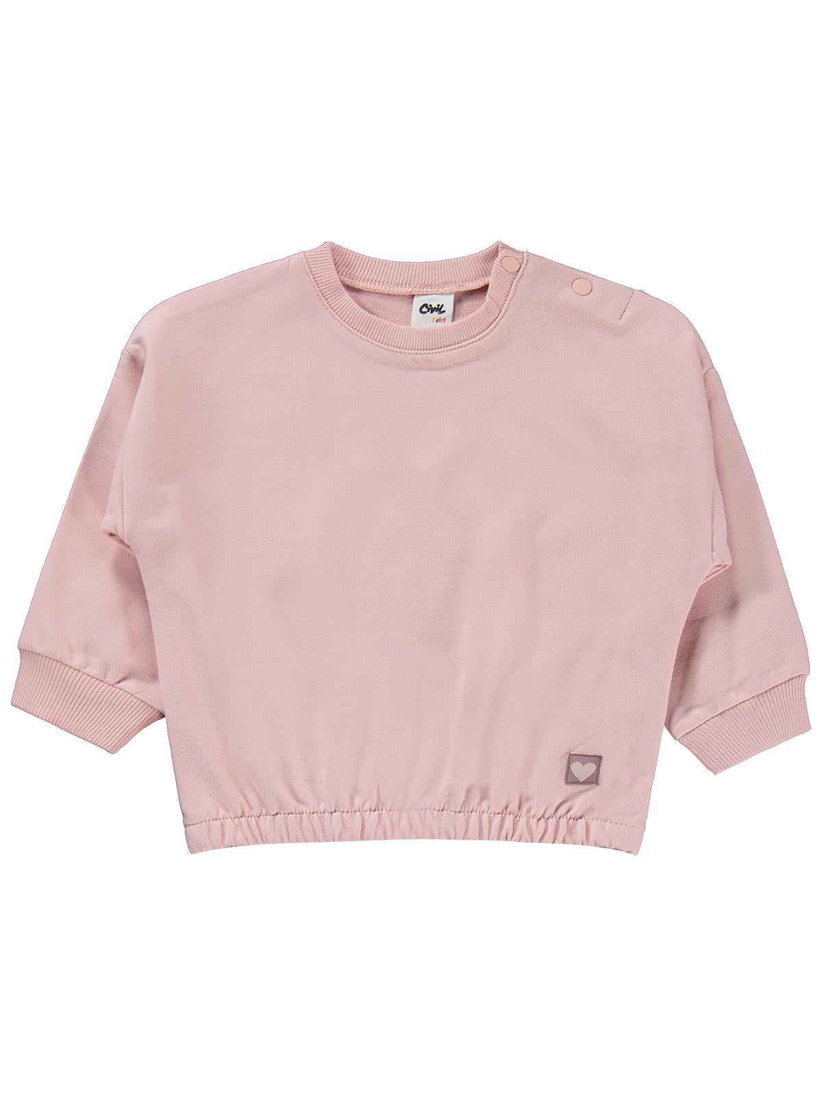 Civil Baby Kız Bebek Düz Basic Kalpli 6-18 Ay Takım - Pembe