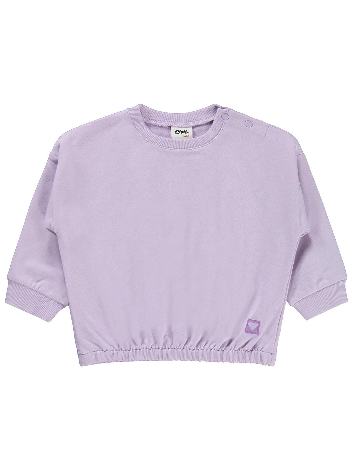 Civil Baby Kız Bebek Düz Basic Kalpli 6-18 Ay Takım - Lila