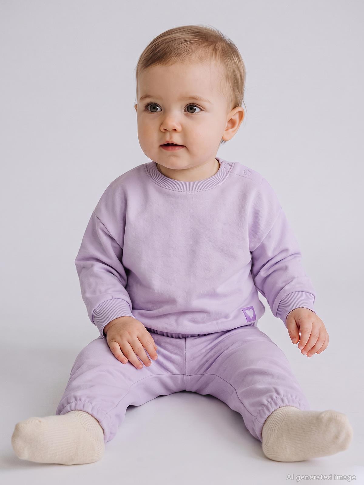 Civil Baby Kız Bebek Düz Basic Kalpli 6-18 Ay Takım - Lila