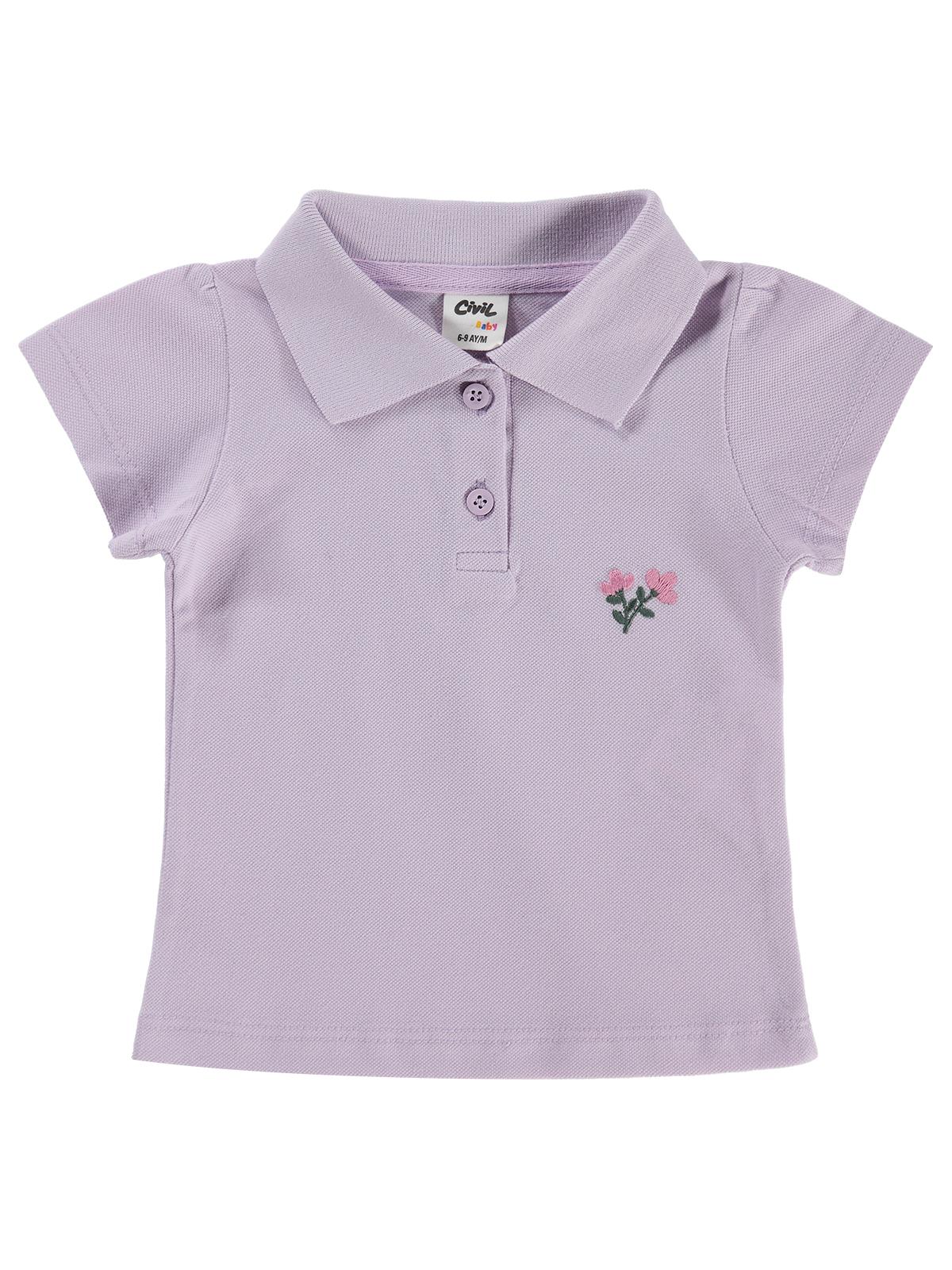 Civil Baby Çiçek Nakışlı Basic 6-18 Ay Tişört - Lila
