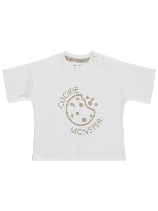 Civil Baby Cookie Monster 3-12 Ay Tişört - Ekru